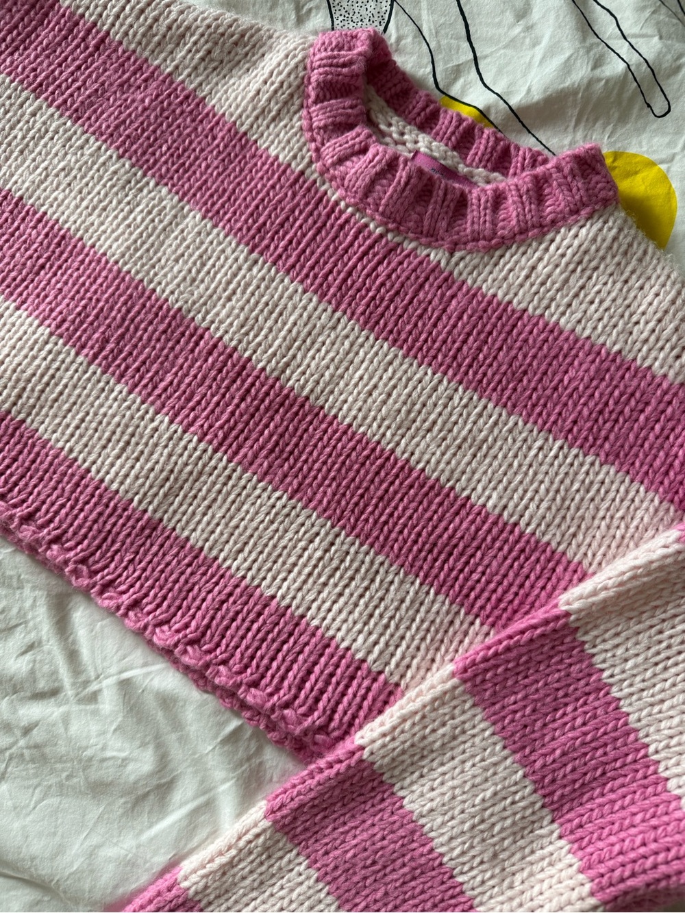 Edikted Pink & Light Pink Striped Crewneck Sweater
